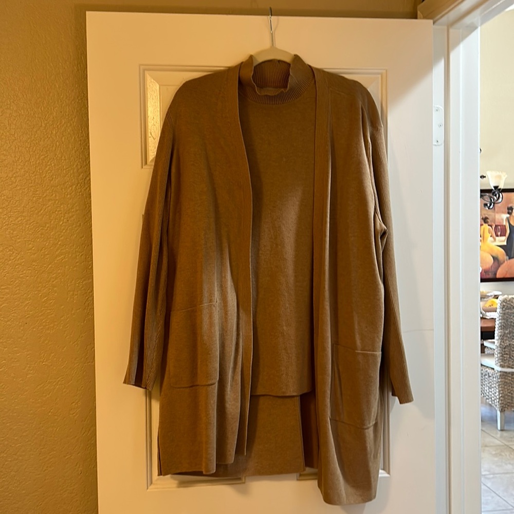 Chicos sleeveless tank top, cardigan set.